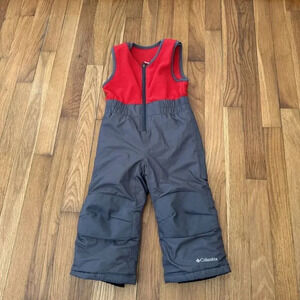 Columbia Boys Logo Omni-Tech Snow Bib Overalls Gray Red Size 2T